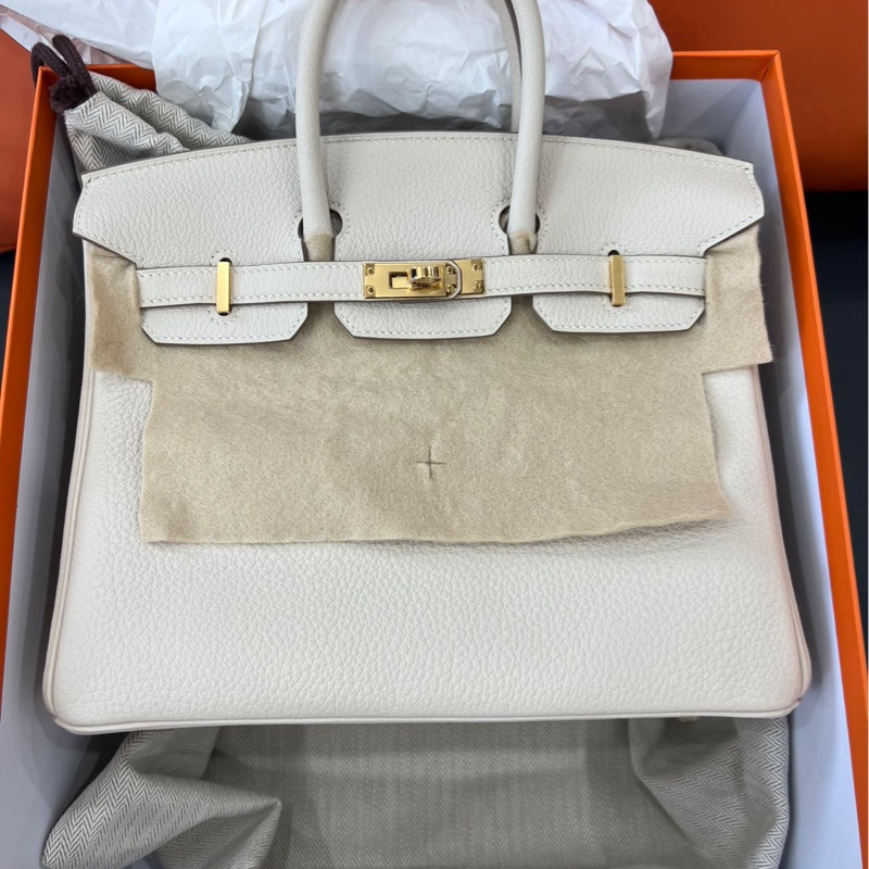 Hermès愛馬仕 Birkin25 10 奶昔白 Togo 玫瑰金扣 手提包 奶昔白 K刻 帶購證(25年12月票)-0