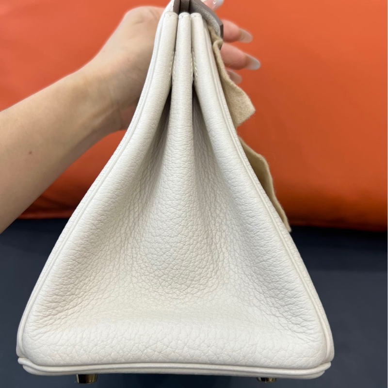 Hermès愛馬仕 Birkin25 10 奶昔白 Togo 玫瑰金扣 手提包 奶昔白 K刻 帶購證(25年12月票)-2