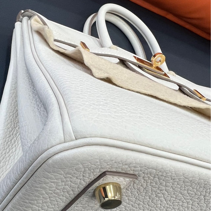 Hermès愛馬仕 Birkin25 10 奶昔白 Togo 玫瑰金扣 手提包 奶昔白 K刻 帶購證(25年12月票)-4