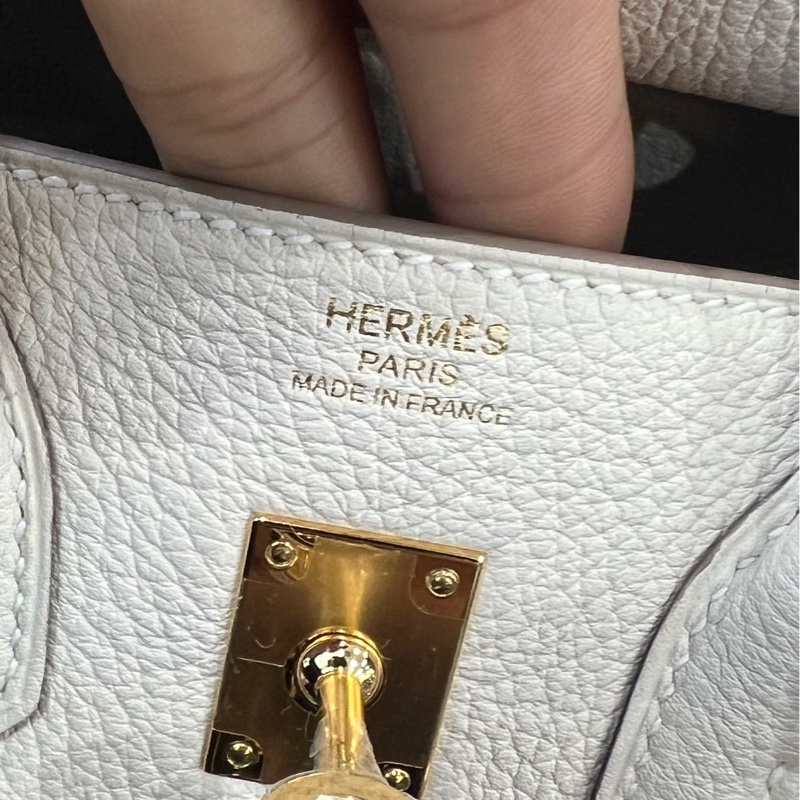 Hermès愛馬仕 Birkin25 10 奶昔白 Togo 玫瑰金扣 手提包 奶昔白 K刻 帶購證(25年12月票)-5