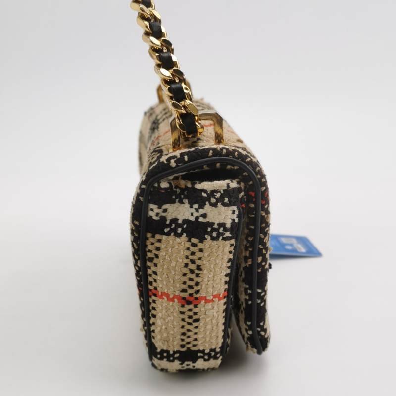 Burberry Lola蘿納包迷你拼色格紋編織絎縫斜挎包單肩包-3