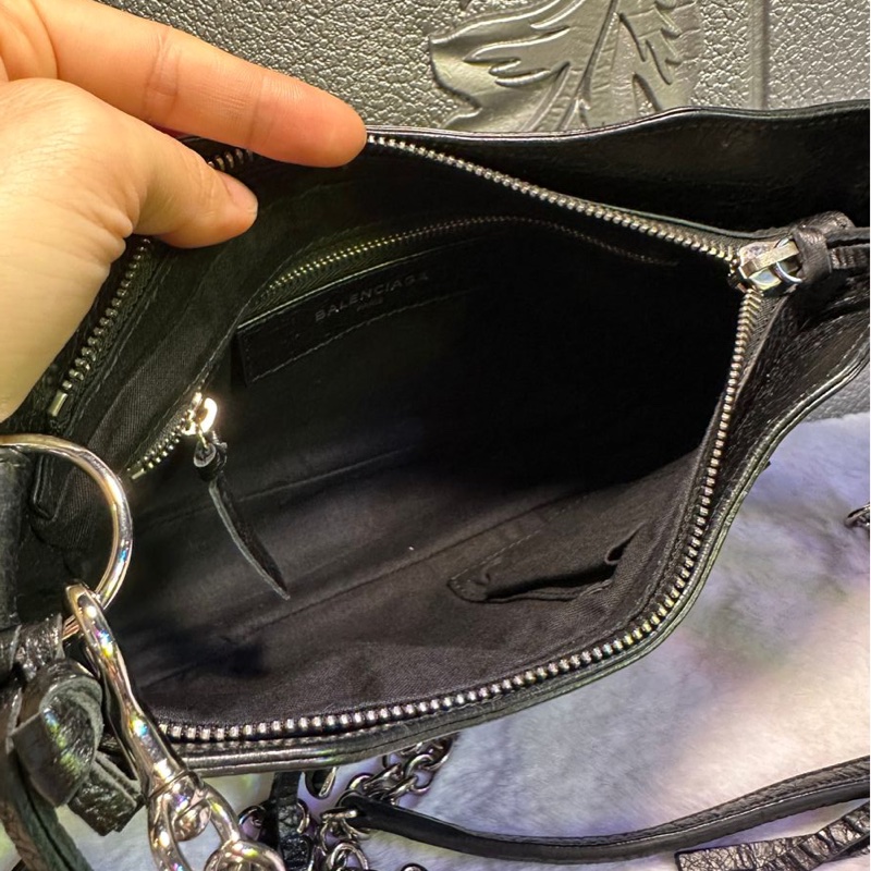 巴黎世家 機車包 黑銀 斜挎包 側背包 黑色皮革 鏈條包 black lambskin balenciaga classic city crossbody bag-23