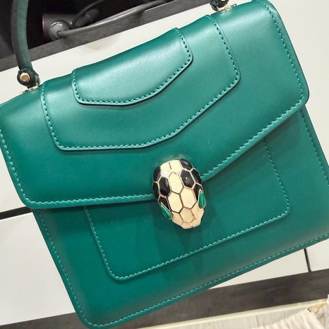 Bvlgari 祖母綠蛇頭包 內裡紫手提斜背包