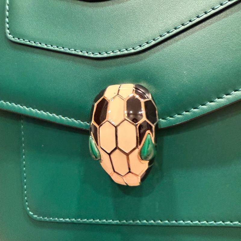 Bvlgari 祖母綠蛇頭包 內裡紫手提斜背包-1