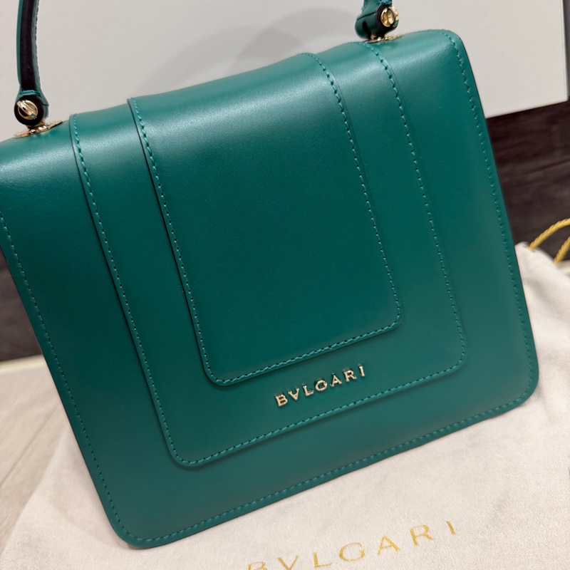 Bvlgari 祖母綠蛇頭包 內裡紫手提斜背包-7