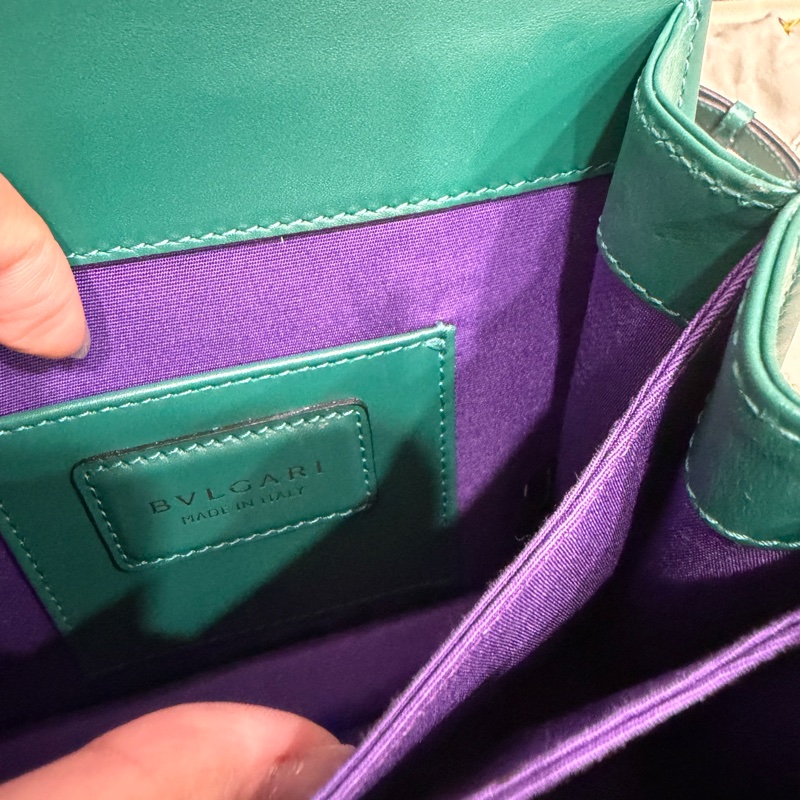 Bvlgari 祖母綠蛇頭包 內裡紫手提斜背包-10