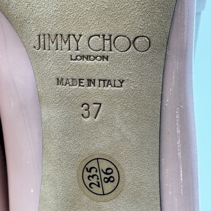 99新jimmy choo 周仰傑粉色漆皮尖頭細跟高跟鞋 37碼。-4