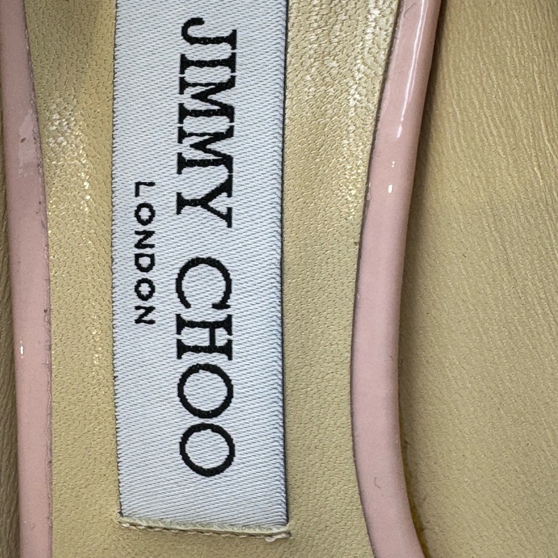 99新jimmy choo 周仰傑粉色漆皮尖頭細跟高跟鞋 37碼。-7