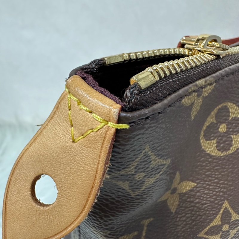 LV M42268 原花金釦前口袋拉鏈托特包-7