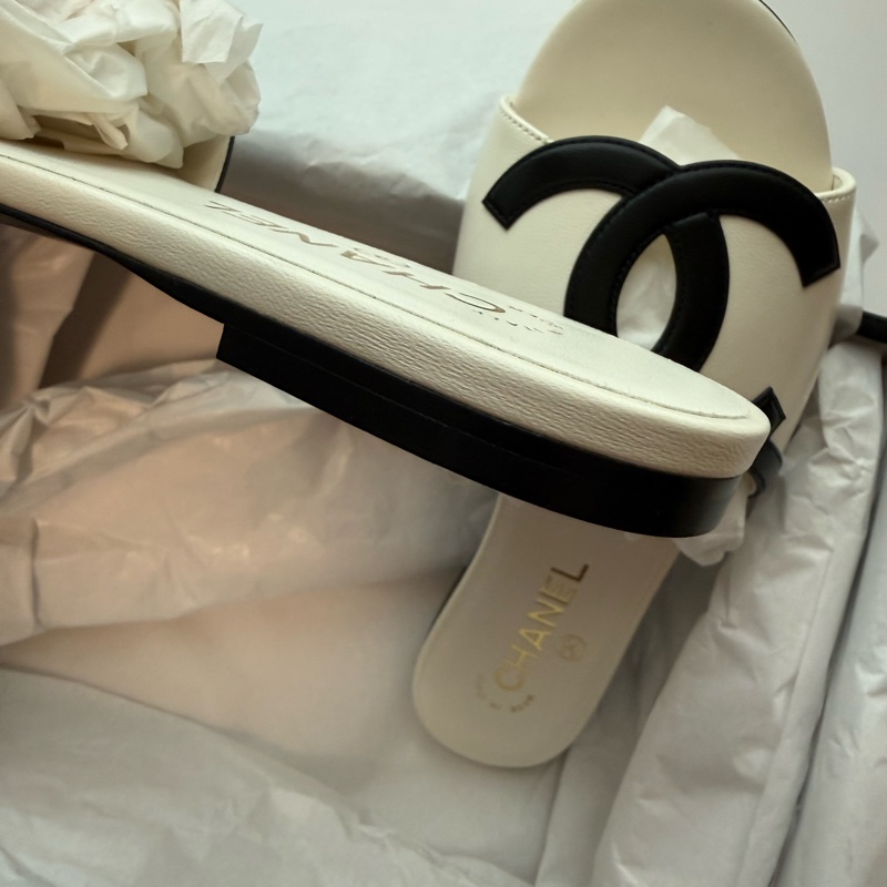 💖Chanel 26S 白色 CC 拖鞋 涼鞋💖 37號 全新全配-4