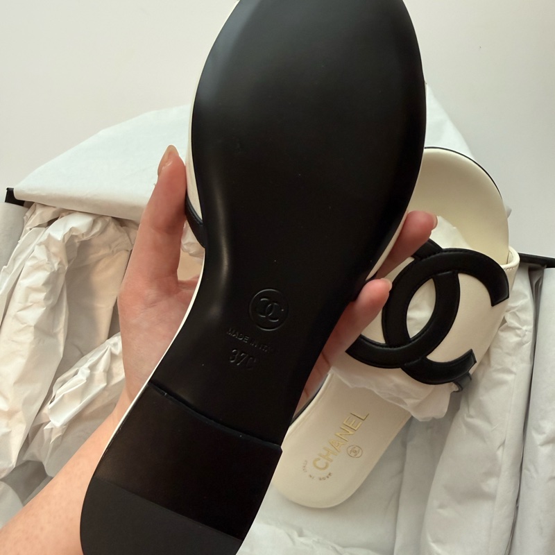 💖Chanel 26S 白色 CC 拖鞋 涼鞋💖 37號 全新全配-7