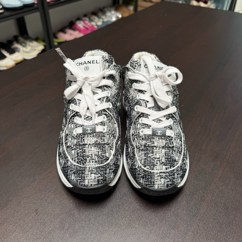 CHANEL香奈兒 經典黑白粗花呢 運動鞋 37.5碼-1