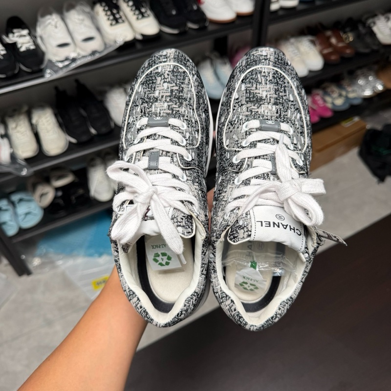 CHANEL香奈兒 經典黑白粗花呢 運動鞋 37.5碼-3