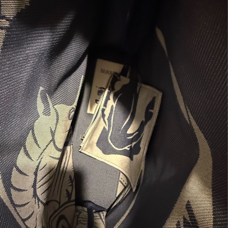 Burberry EKD 戰馬圖騰 大號帆布托特包(藍灰)全新!!-10