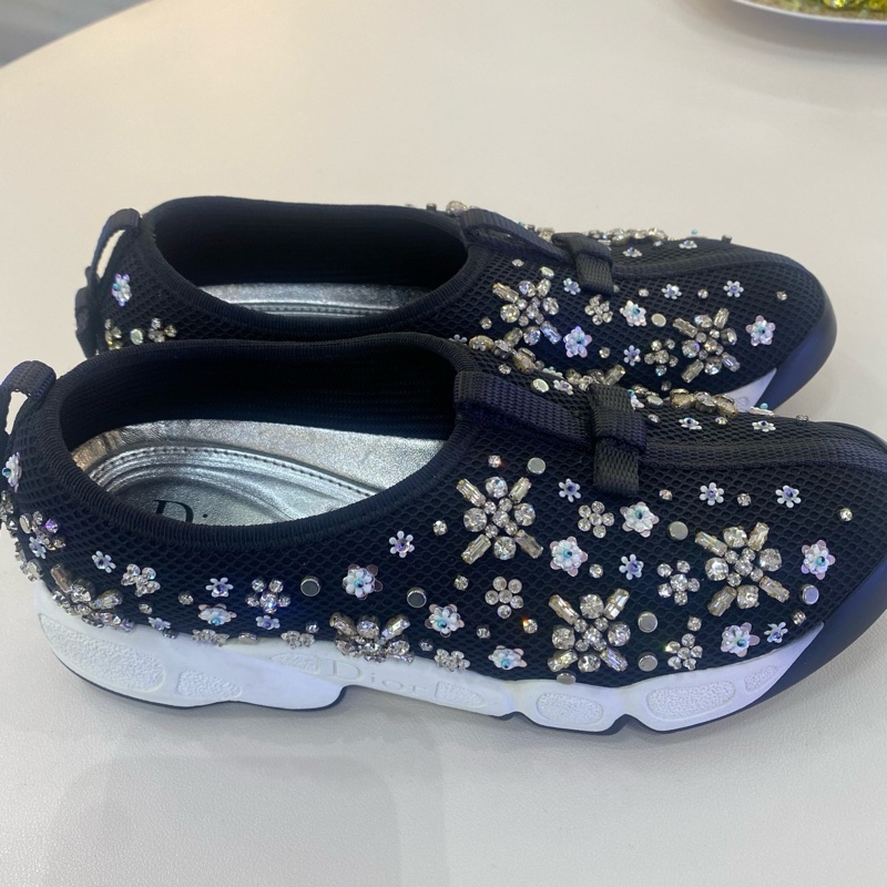 Dior迪奧水鑽花朵串珠亮片花園運動鞋 尺碼35.5碼 無附件-0