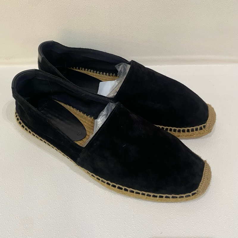 YSL聖羅蘭黑色絨面平底鞋，成色99新，尺碼43碼，有塵袋-0