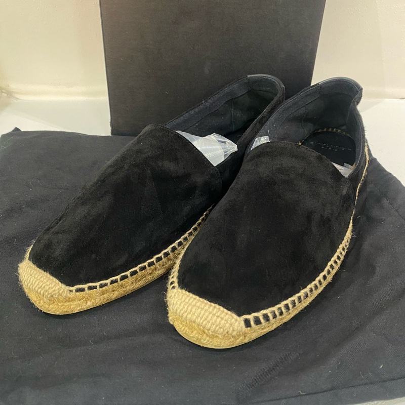 YSL聖羅蘭黑色絨面平底鞋，成色99新，尺碼43碼，有塵袋-2