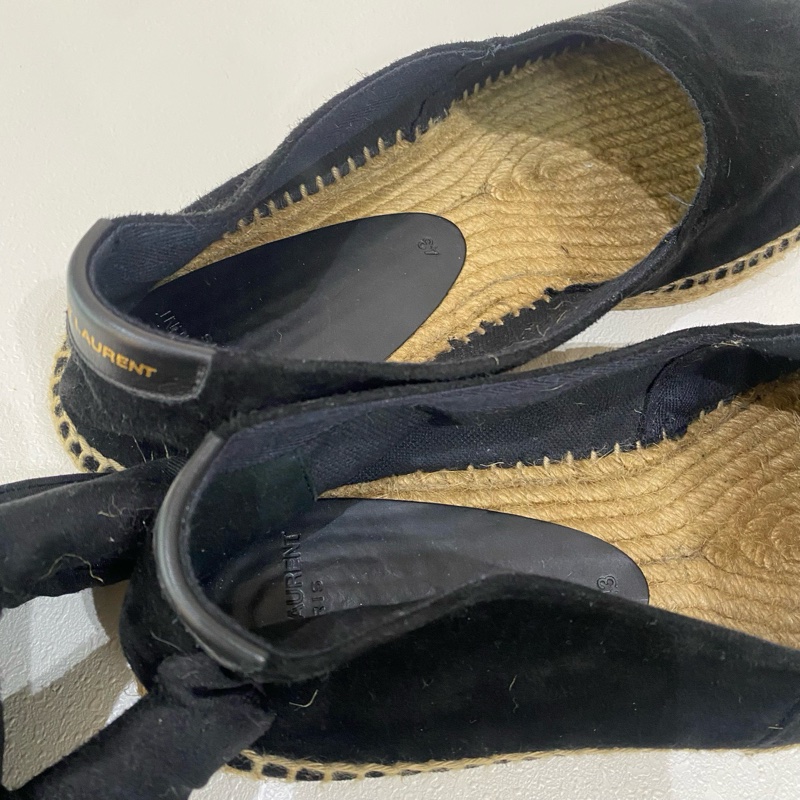 YSL聖羅蘭黑色絨面平底鞋，成色99新，尺碼43碼，有塵袋-6