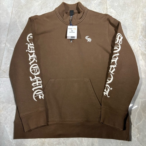 Chrome Hearts 摩卡刺繡梵文半拉鏈衛衣