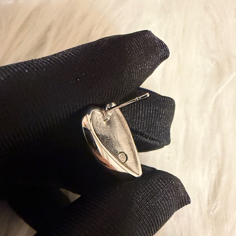 Chanel 黑蕾絲愛心耳環-7