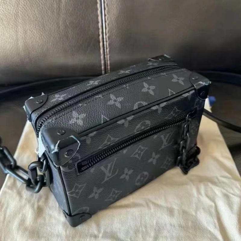 Louis Vuitton Mini Soft Trunk黑花盒子包 芯片款 尺寸18×13-25