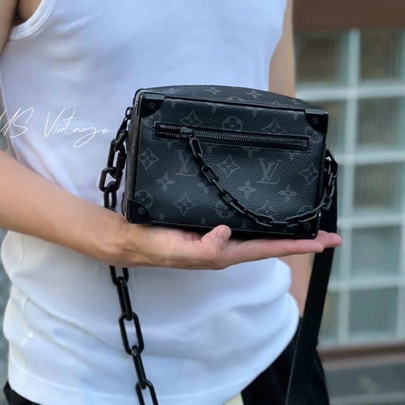Louis Vuitton Mini Soft Trunk黑花盒子包 芯片款 尺寸18×13-35
