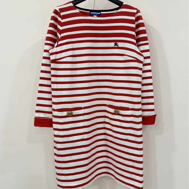 BURBERRY 金扣橫條戰馬口袋洋裝-1
