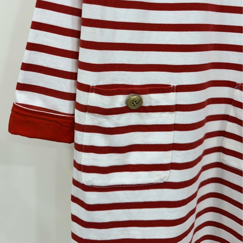 BURBERRY 金扣橫條戰馬口袋洋裝-4