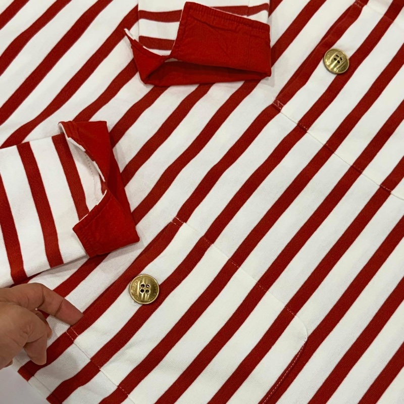 BURBERRY 金扣橫條戰馬口袋洋裝-5