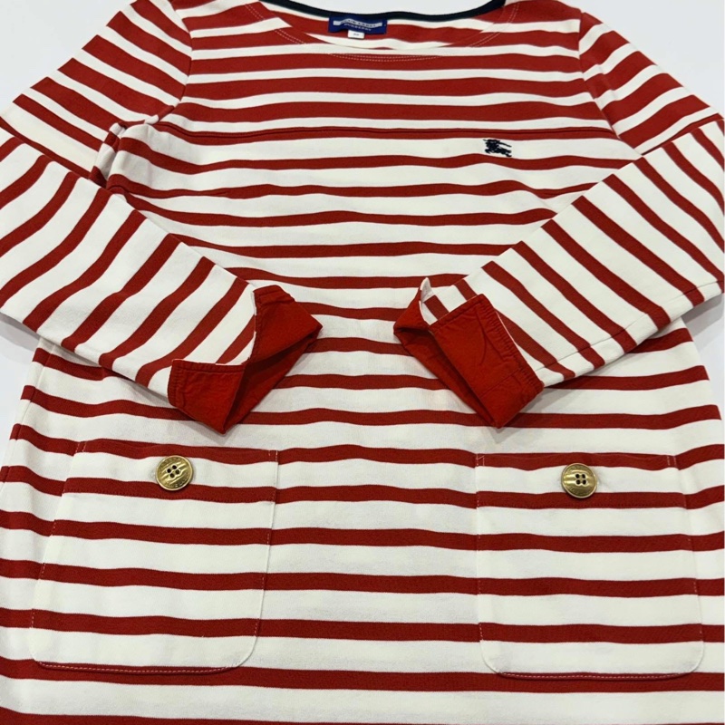 BURBERRY 金扣橫條戰馬口袋洋裝-6