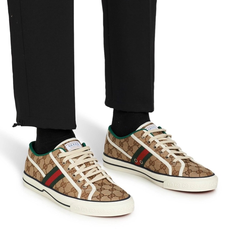 🔥【專櫃正品Gucci帆布鞋EU42.5】  男女皆可穿Gucci Men’s GG Tennis 1977 Sneake 全新正品保證-1