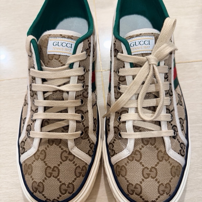 🔥【專櫃正品Gucci帆布鞋EU42.5】  男女皆可穿Gucci Men’s GG Tennis 1977 Sneake 全新正品保證-4