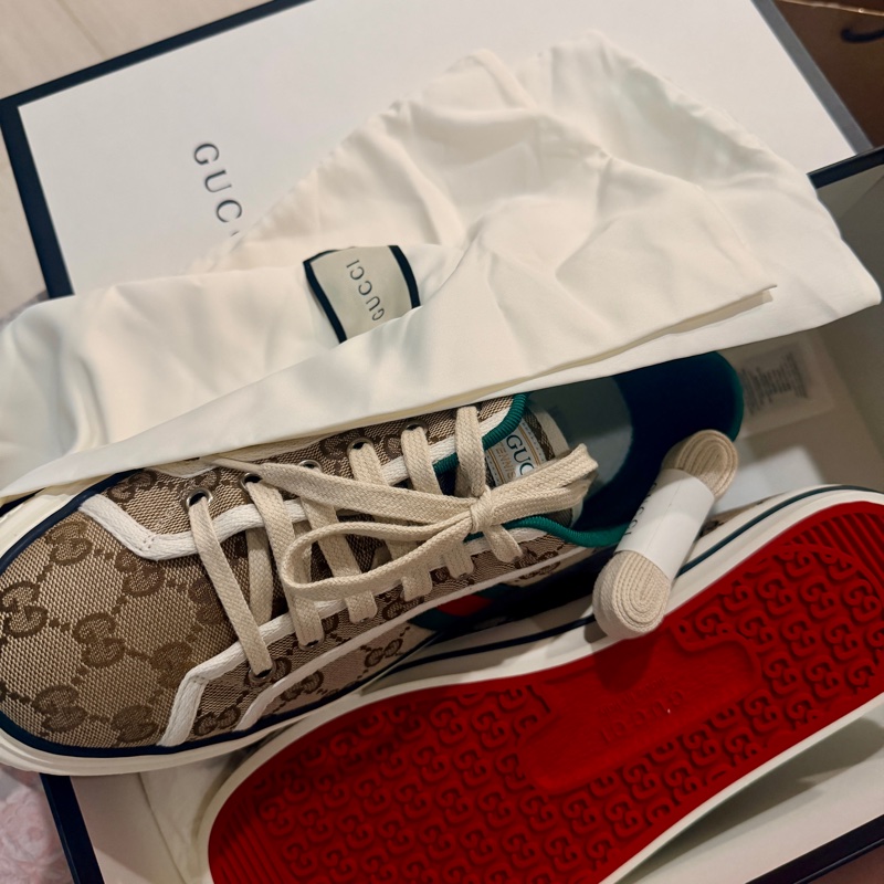 🔥【專櫃正品Gucci帆布鞋EU42.5】  男女皆可穿Gucci Men’s GG Tennis 1977 Sneake 全新正品保證-7