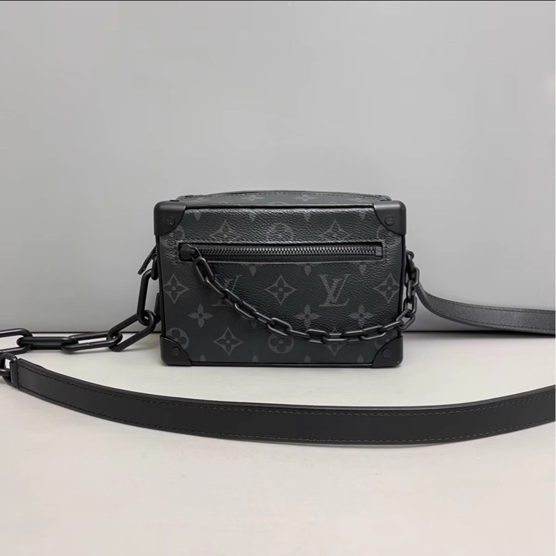 男女通殺😍Lv路易威登mini soft trunk黑色老花盒子包單肩斜挎包-6