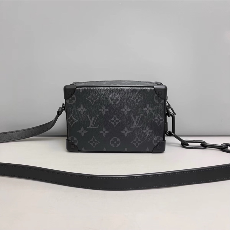 男女通殺😍Lv路易威登mini soft trunk黑色老花盒子包單肩斜挎包-7