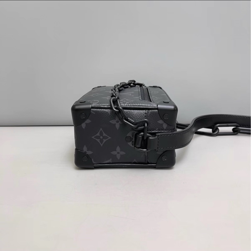 男女通殺😍Lv路易威登mini soft trunk黑色老花盒子包單肩斜挎包-8