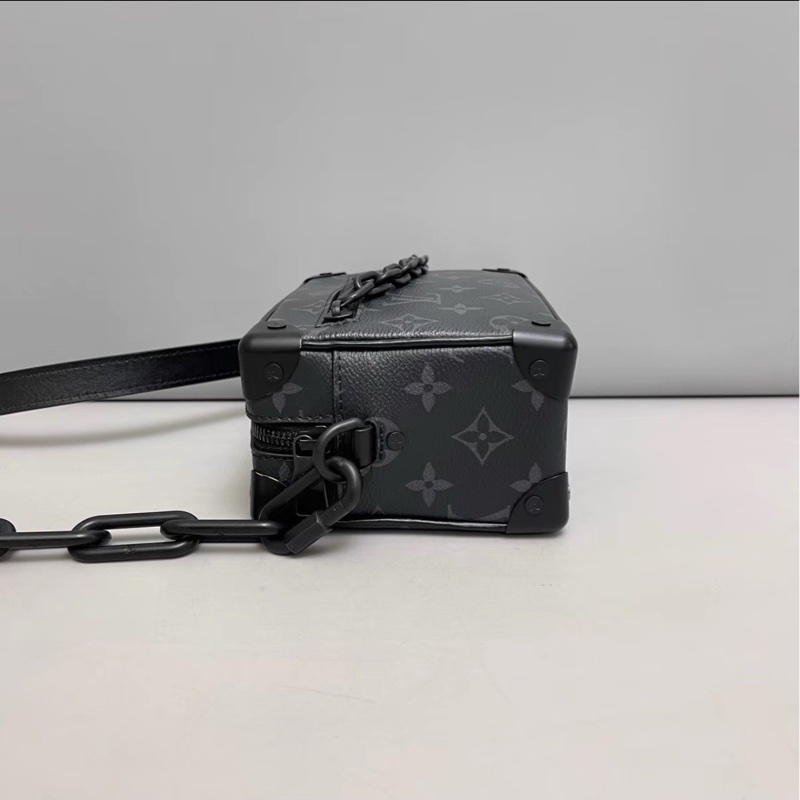 男女通殺😍Lv路易威登mini soft trunk黑色老花盒子包單肩斜挎包-9