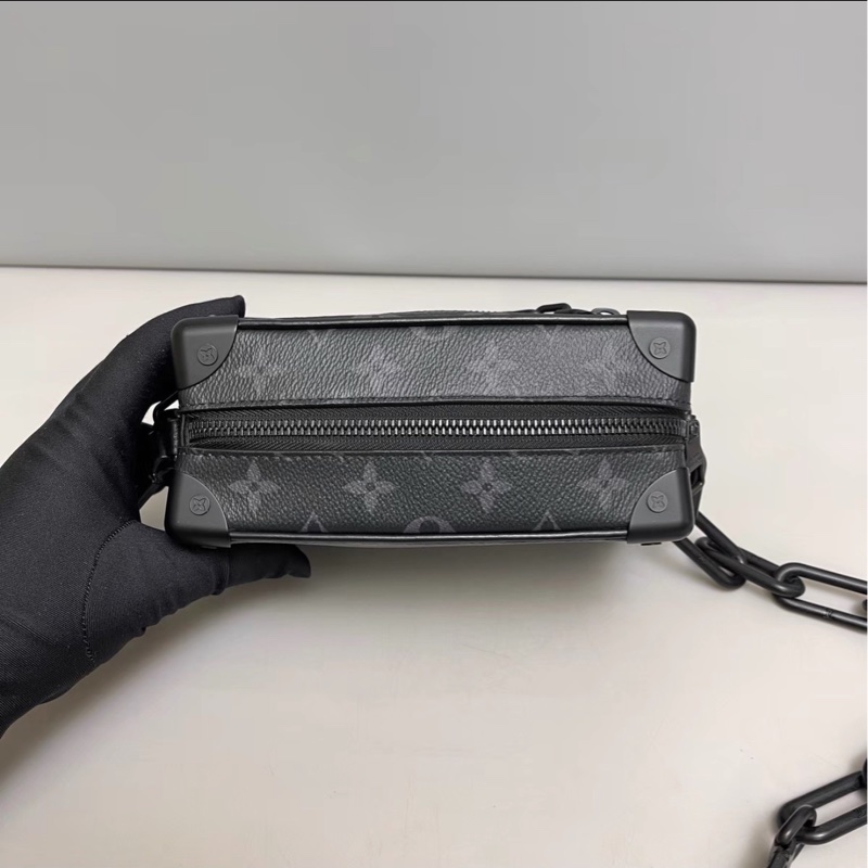 男女通殺😍Lv路易威登mini soft trunk黑色老花盒子包單肩斜挎包-11