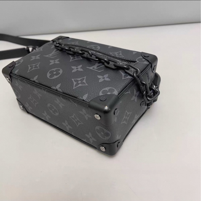 男女通殺😍Lv路易威登mini soft trunk黑色老花盒子包單肩斜挎包-15