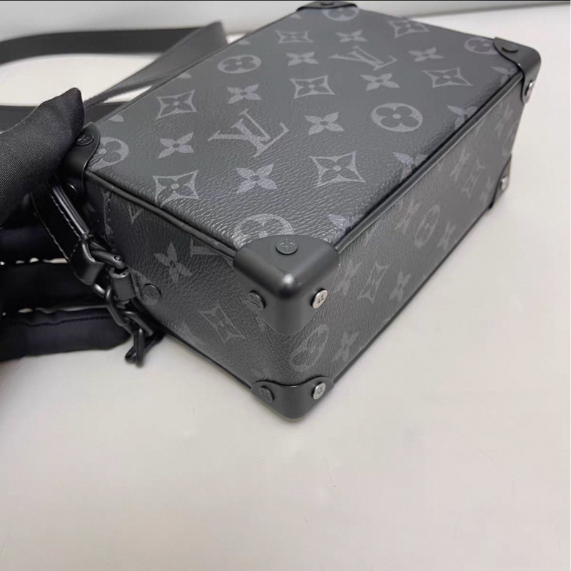 男女通殺😍Lv路易威登mini soft trunk黑色老花盒子包單肩斜挎包-16