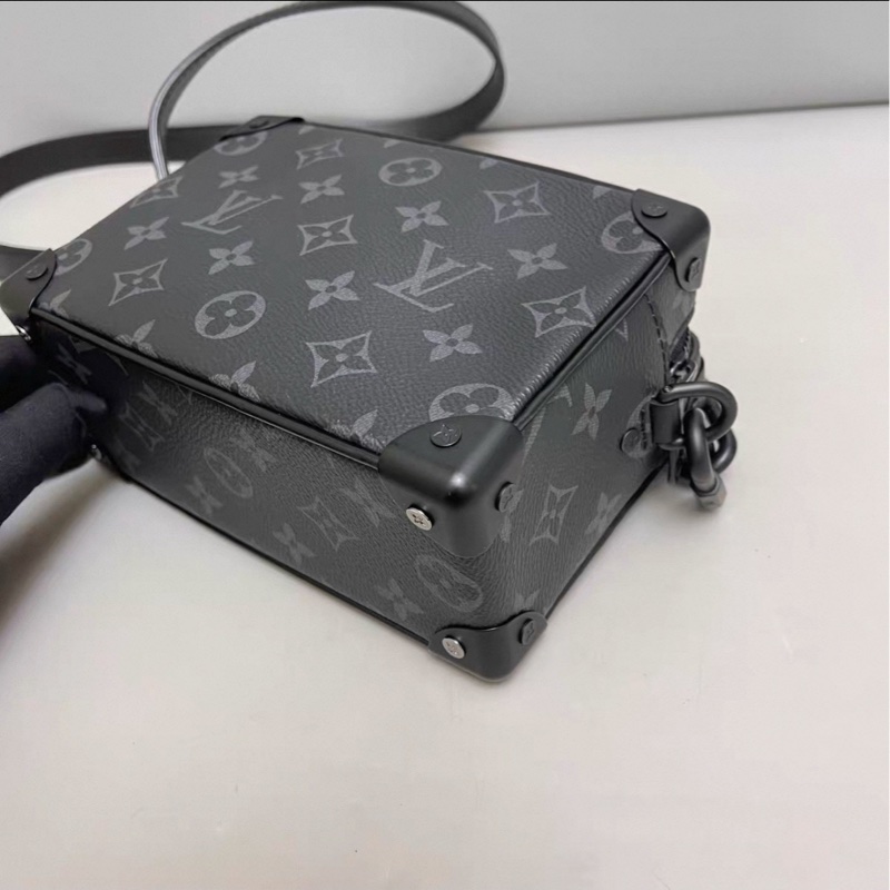 男女通殺😍Lv路易威登mini soft trunk黑色老花盒子包單肩斜挎包-17