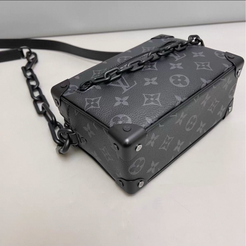 男女通殺😍Lv路易威登mini soft trunk黑色老花盒子包單肩斜挎包-18