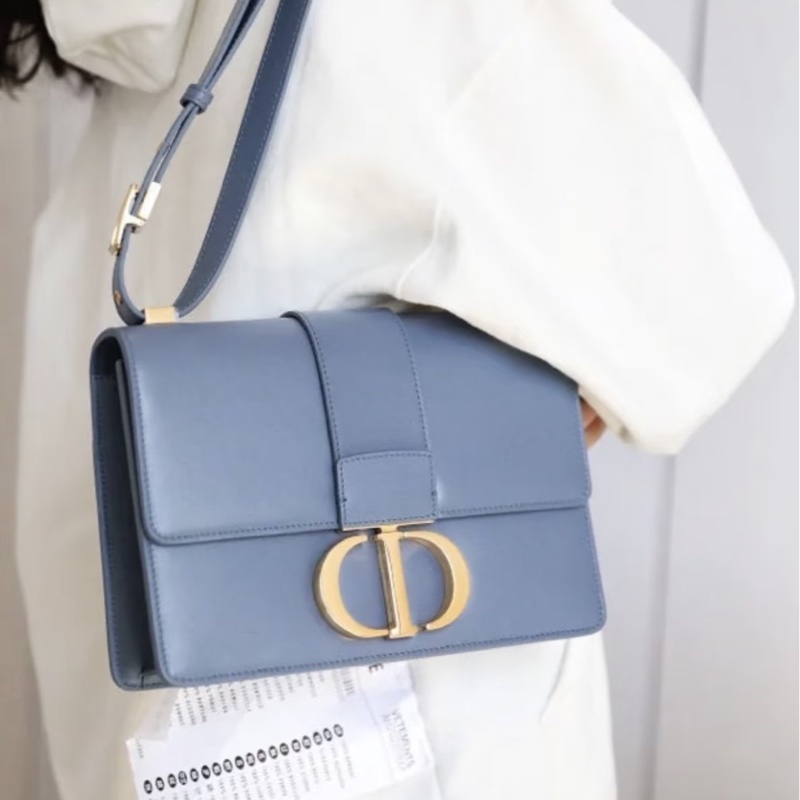 高級感拿捏🤏99新🆕Dior迪奧霧霾藍金扣牛皮蒙田30單肩斜挎手提包-1