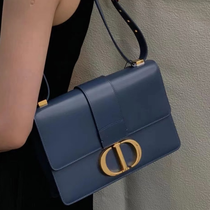 高級感拿捏🤏99新🆕Dior迪奧霧霾藍金扣牛皮蒙田30單肩斜挎手提包-2