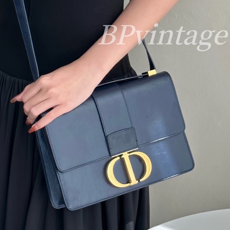 高級感拿捏🤏99新🆕Dior迪奧霧霾藍金扣牛皮蒙田30單肩斜挎手提包-3