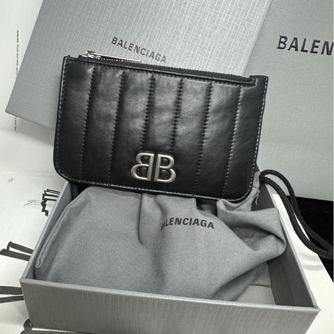巴黎世家黑色卡夾 短夾 中夾 黑色皮革 閒置 Balenciaga black card holder