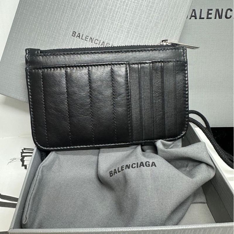 巴黎世家黑色卡夾 短夾 中夾 黑色皮革 閒置 Balenciaga black card holder-4