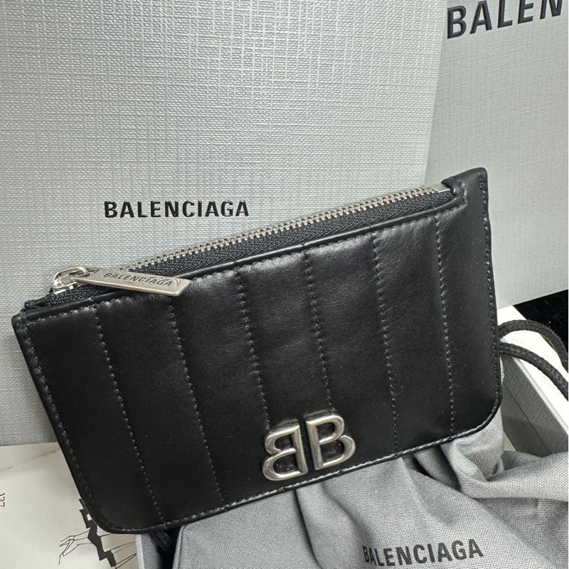 巴黎世家黑色卡夾 短夾 中夾 黑色皮革 閒置 Balenciaga black card holder-7