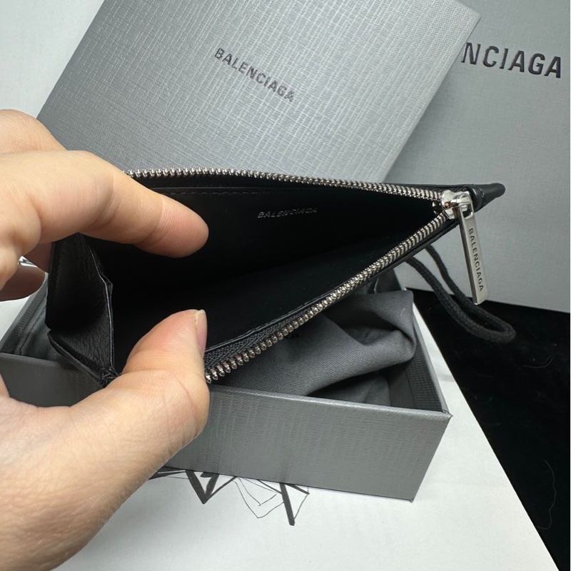 巴黎世家黑色卡夾 短夾 中夾 黑色皮革 閒置 Balenciaga black card holder-9