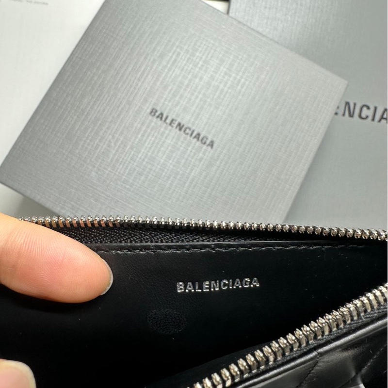 巴黎世家黑色卡夾 短夾 中夾 黑色皮革 閒置 Balenciaga black card holder-10
